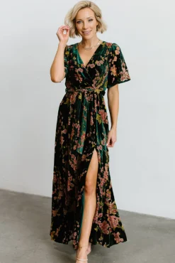 Baltic Born Uma Velvet Maxi Dress | Green Floral
