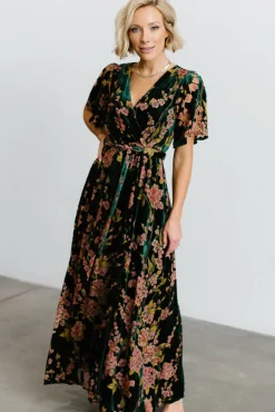 Baltic Born Uma Velvet Maxi Dress | Green Floral
