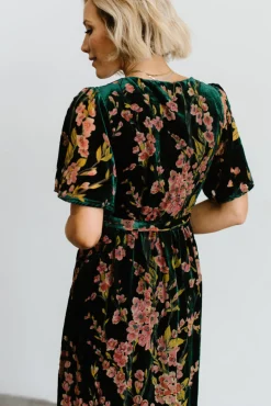 Baltic Born Uma Velvet Maxi Dress | Green Floral