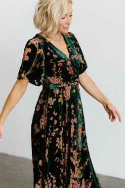 Baltic Born Uma Velvet Maxi Dress | Green Floral