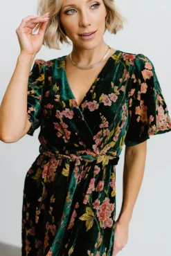 Baltic Born Uma Velvet Maxi Dress | Green Floral