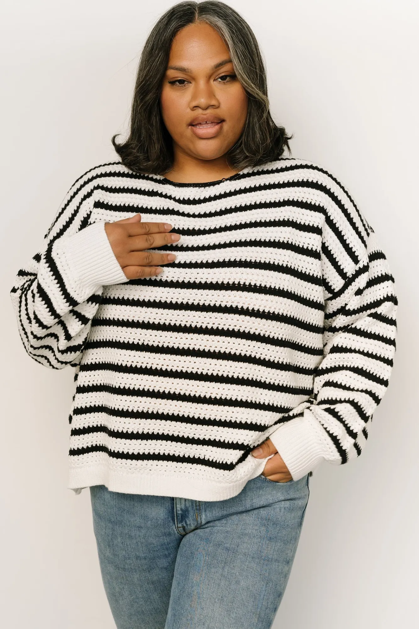 Baltic Born Valeria Knit Sweater | Black + Ivory
