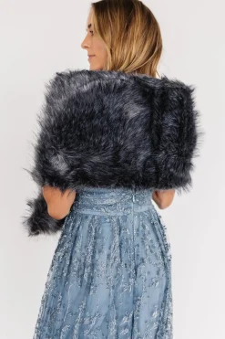 Baltic Born Valerie Faux Fur Shawl | Dark Gray