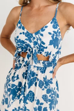 Baltic Born Valetta Cut Out Maxi Dress | White + Blue