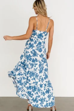 Baltic Born Valetta Cut Out Maxi Dress | White + Blue