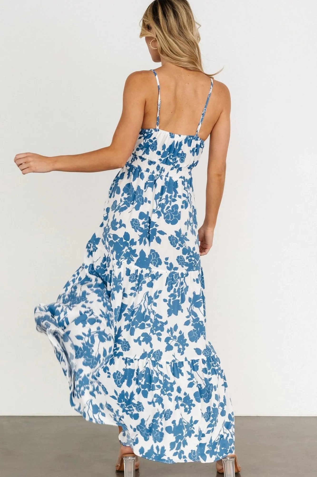 Baltic Born Valetta Cut Out Maxi Dress | White + Blue