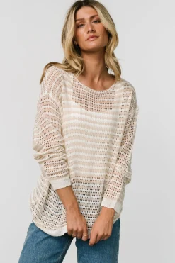 Baltic Born Valissa Open Knit Top | White + Sand