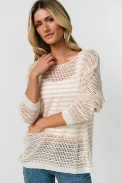 Baltic Born Valissa Open Knit Top | White + Sand