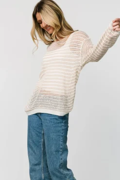 Baltic Born Valissa Open Knit Top | White + Sand