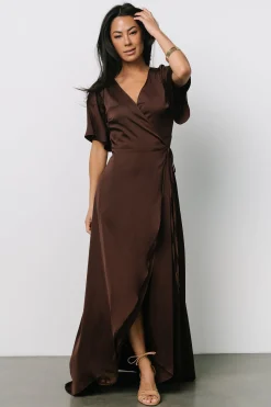 Baltic Born Vara Satin Maxi Wrap Dress |