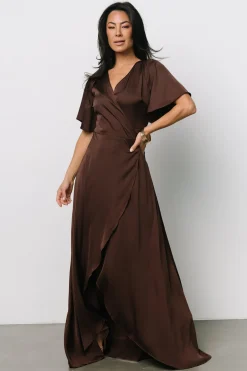 Baltic Born Vara Satin Maxi Wrap Dress |