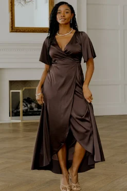 Baltic Born Vara Satin Maxi Wrap Dress |