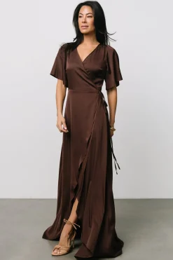 Baltic Born Vara Satin Maxi Wrap Dress |