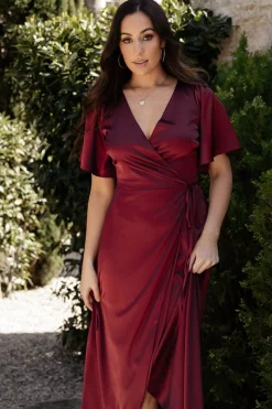 Baltic Born Vara Satin Maxi Wrap Dress |