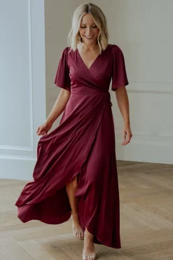 Baltic Born Vara Satin Maxi Wrap Dress |