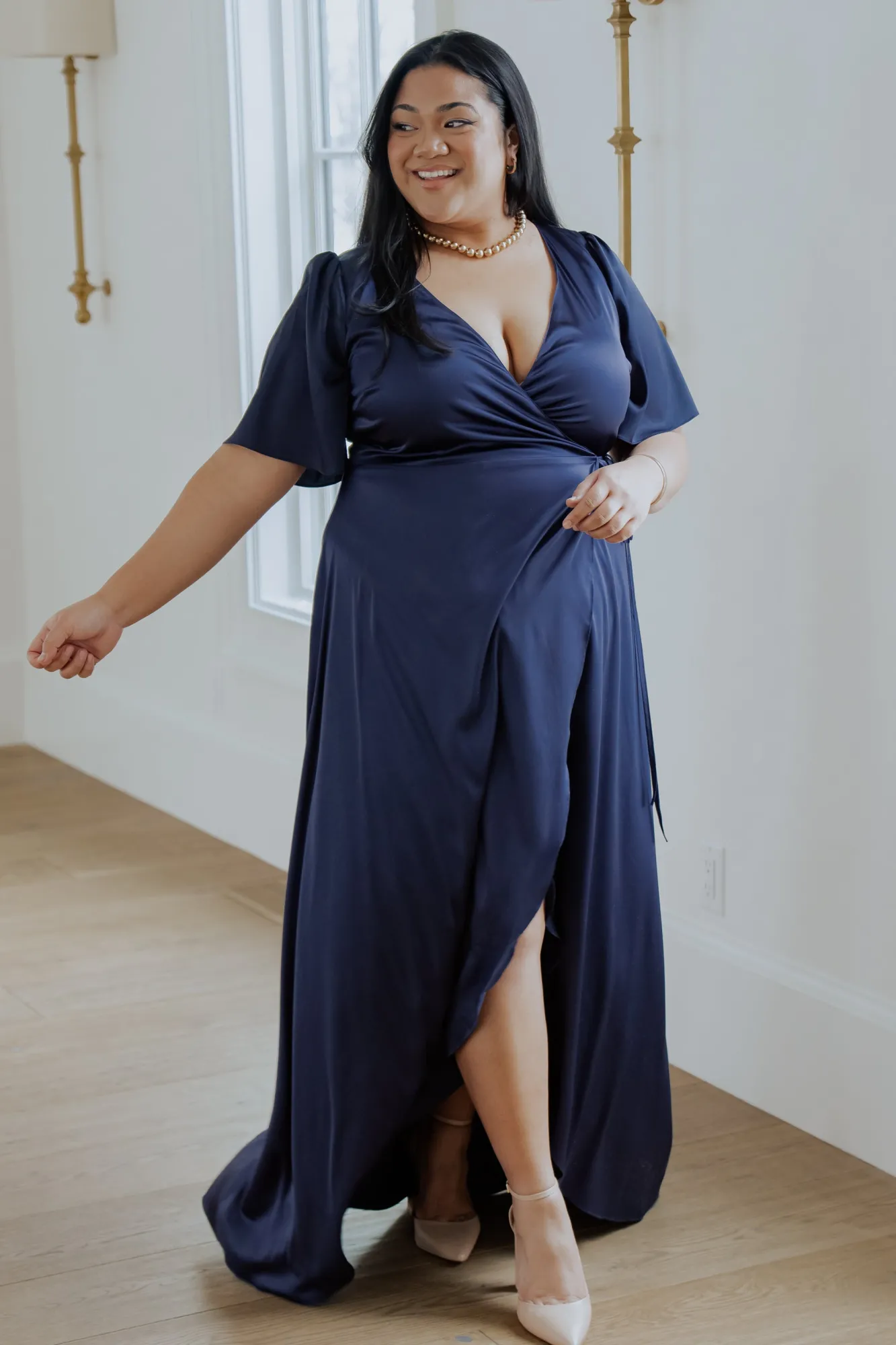Baltic Born Vara Satin Maxi Wrap Dress |