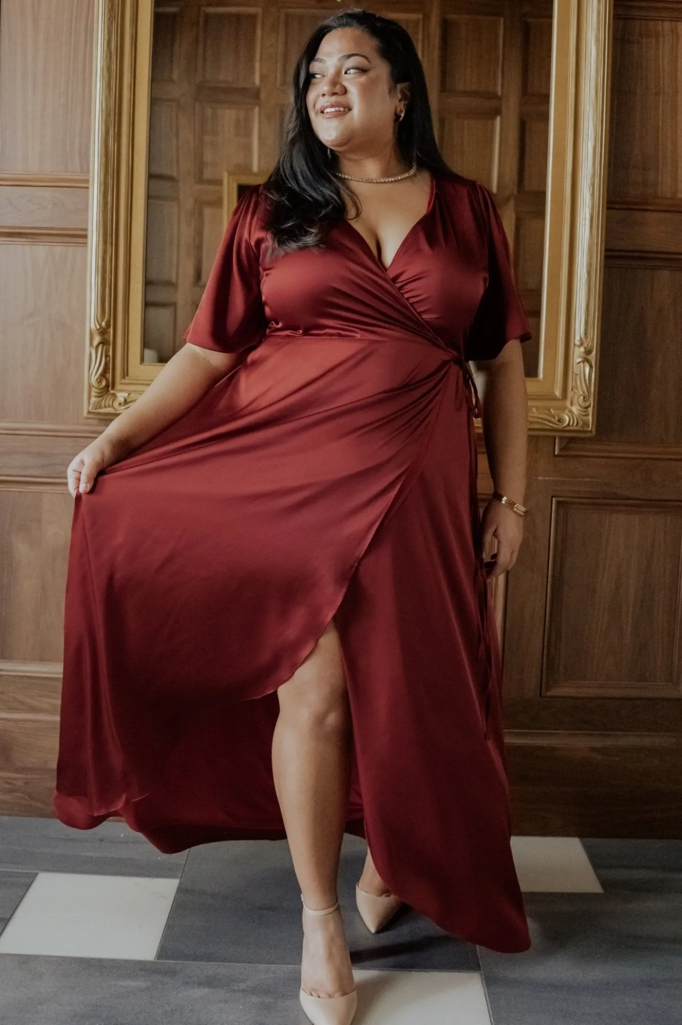 Baltic Born Vara Satin Maxi Wrap Dress |