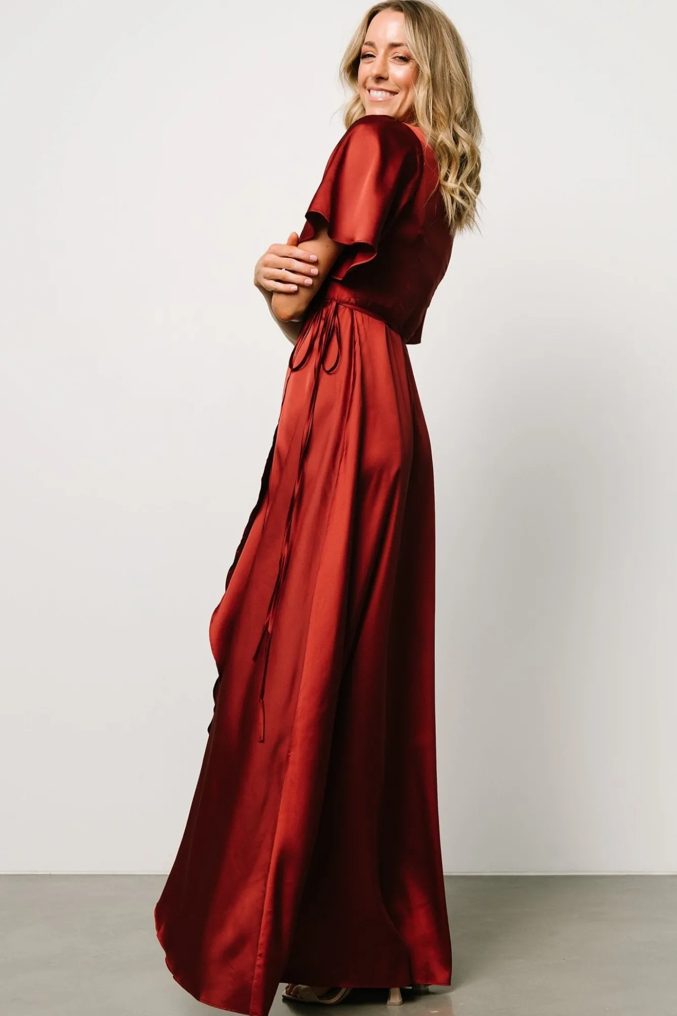 Baltic Born Vara Satin Maxi Wrap Dress |