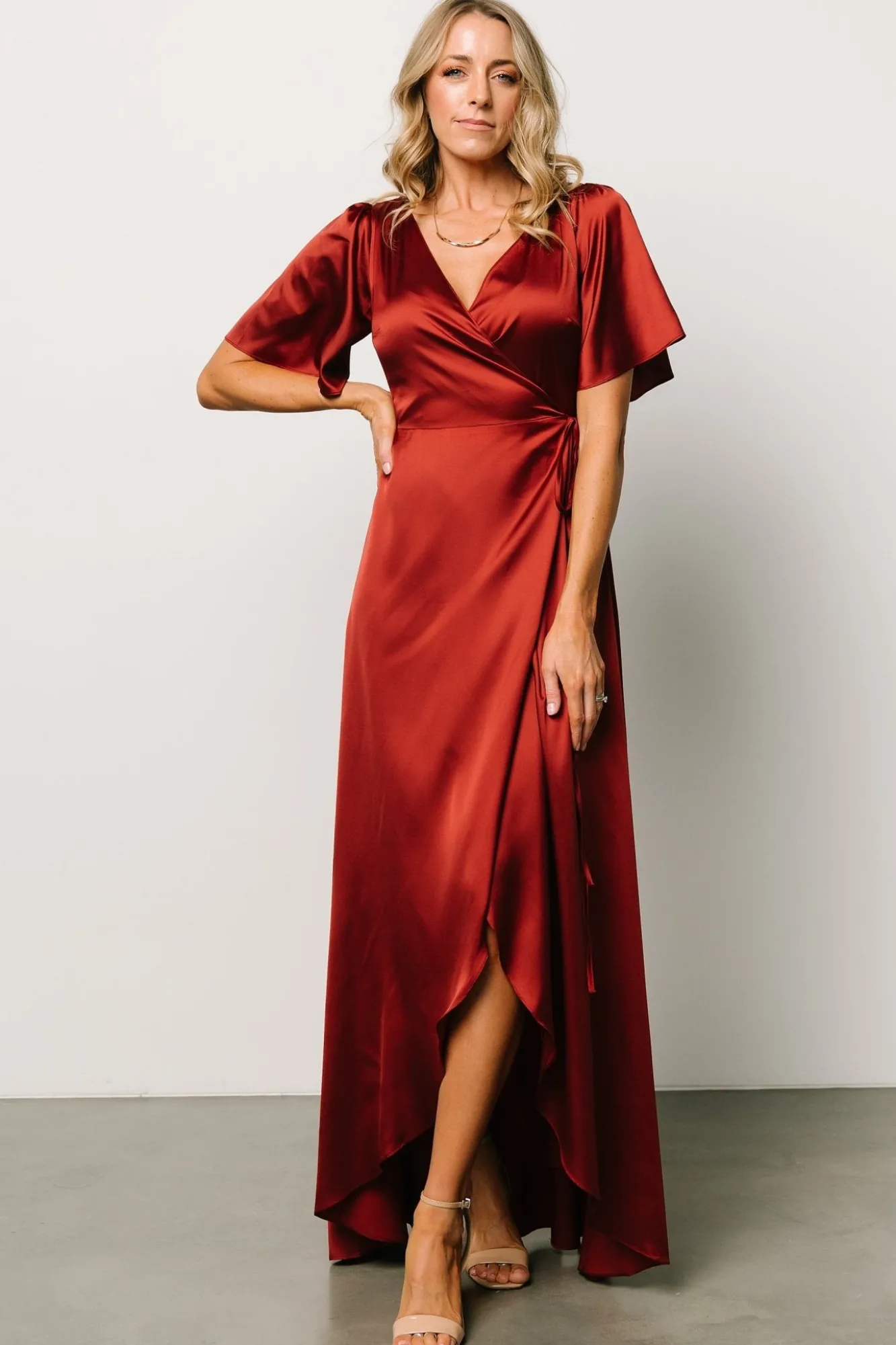 Baltic Born Vara Satin Maxi Wrap Dress |