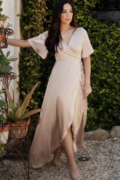 Baltic Born Vara Satin Maxi Wrap Dress |