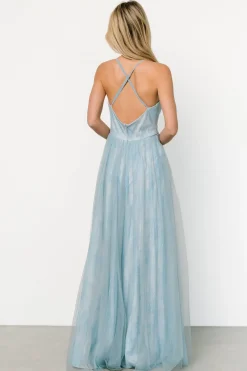 Baltic Born Vasia Lace Tulle Maxi Dress | Soft Blue
