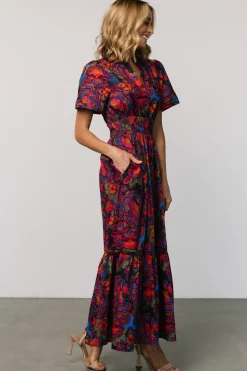 Baltic Born Vera Maxi Dress | Midnight Fuchsia Print