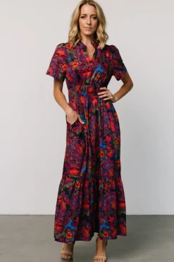 Baltic Born Vera Maxi Dress | Midnight Fuchsia Print