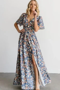 Baltic Born Verona Smocked Maxi Dress | Blue Floral