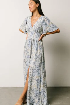 Baltic Born Verona Smocked Maxi Dress | White + Blue Print