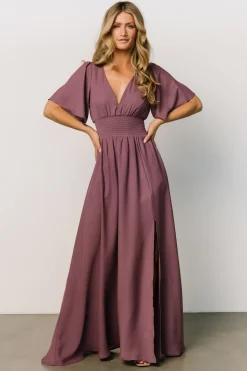 Baltic Born Verona Smocked Maxi Dress | Vintage Plum