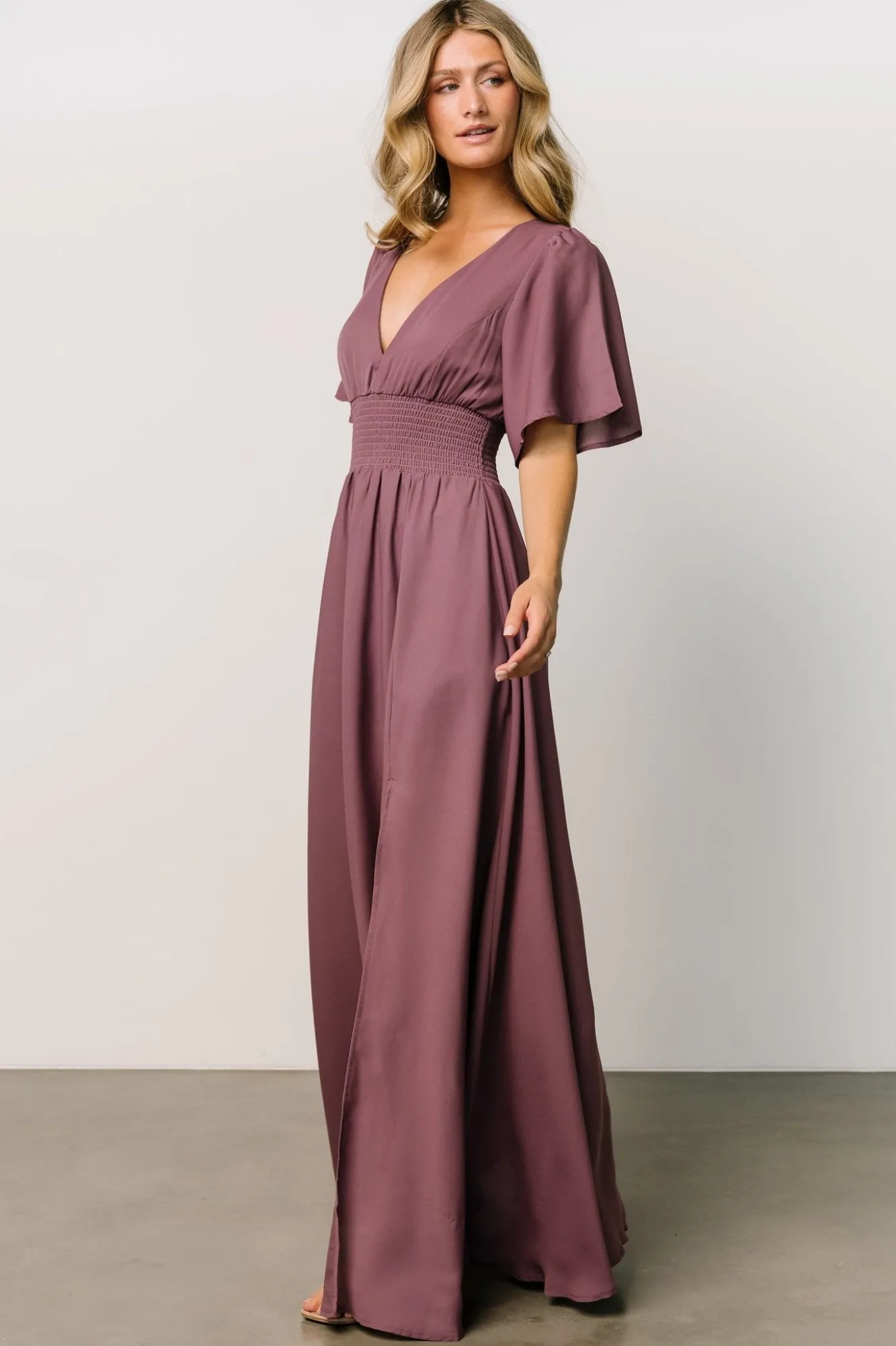 Baltic Born Verona Smocked Maxi Dress | Vintage Plum