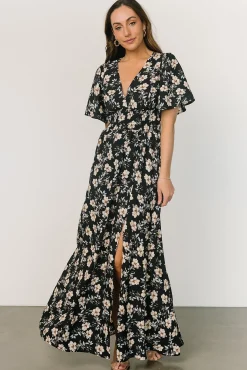 Baltic Born Verona Smocked Maxi Dress | Black Floral