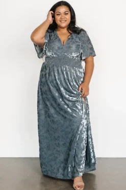 Baltic Born Veronica Velvet Maxi Dress | Slate Blue