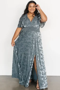 Baltic Born Veronica Velvet Maxi Dress | Slate Blue