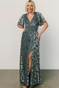 Baltic Born Veronica Velvet Maxi Dress | Slate Blue