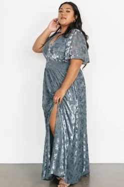 Baltic Born Veronica Velvet Maxi Dress | Slate Blue