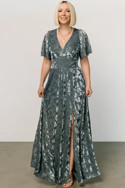 Baltic Born Veronica Velvet Maxi Dress | Slate Blue