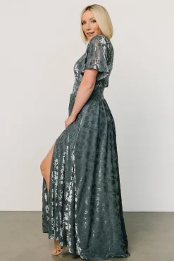 Baltic Born Veronica Velvet Maxi Dress | Slate Blue