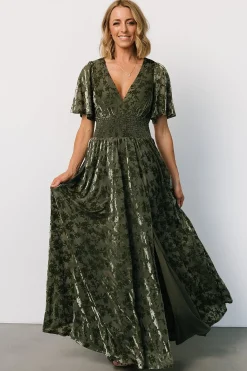 Baltic Born Veronica Velvet Maxi Dress | Dark Sage