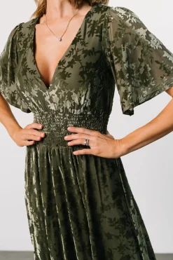 Baltic Born Veronica Velvet Maxi Dress | Dark Sage