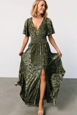 Baltic Born Veronica Velvet Maxi Dress | Dark Sage