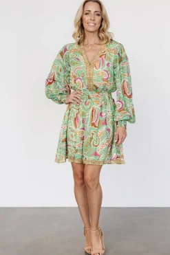 Baltic Born Vesta Short Dress | Green Print
