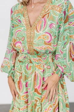Baltic Born Vesta Short Dress | Green Print
