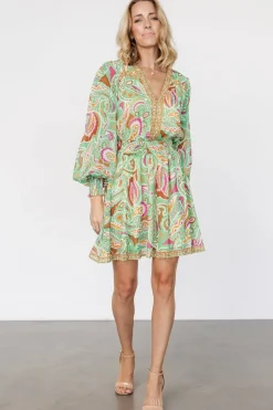 Baltic Born Vesta Short Dress | Green Print