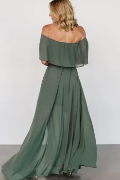 Baltic Born Victoria Off Shoulder Maxi Dress | Dark Sage