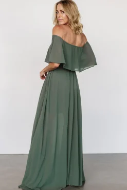 Baltic Born Victoria Off Shoulder Maxi Dress | Dark Sage