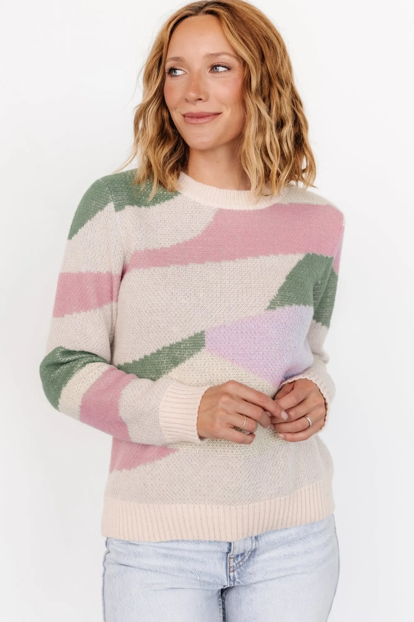 Baltic Born Violet Geo Sweater | Lilac + Green