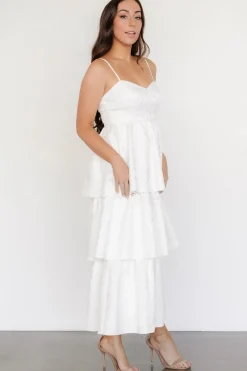 Baltic Born Violetta Embossed Tiered Dress | Off White
