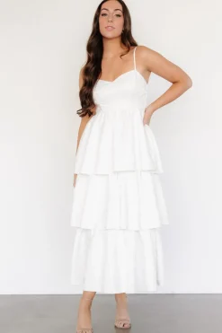 Baltic Born Violetta Embossed Tiered Dress | Off White