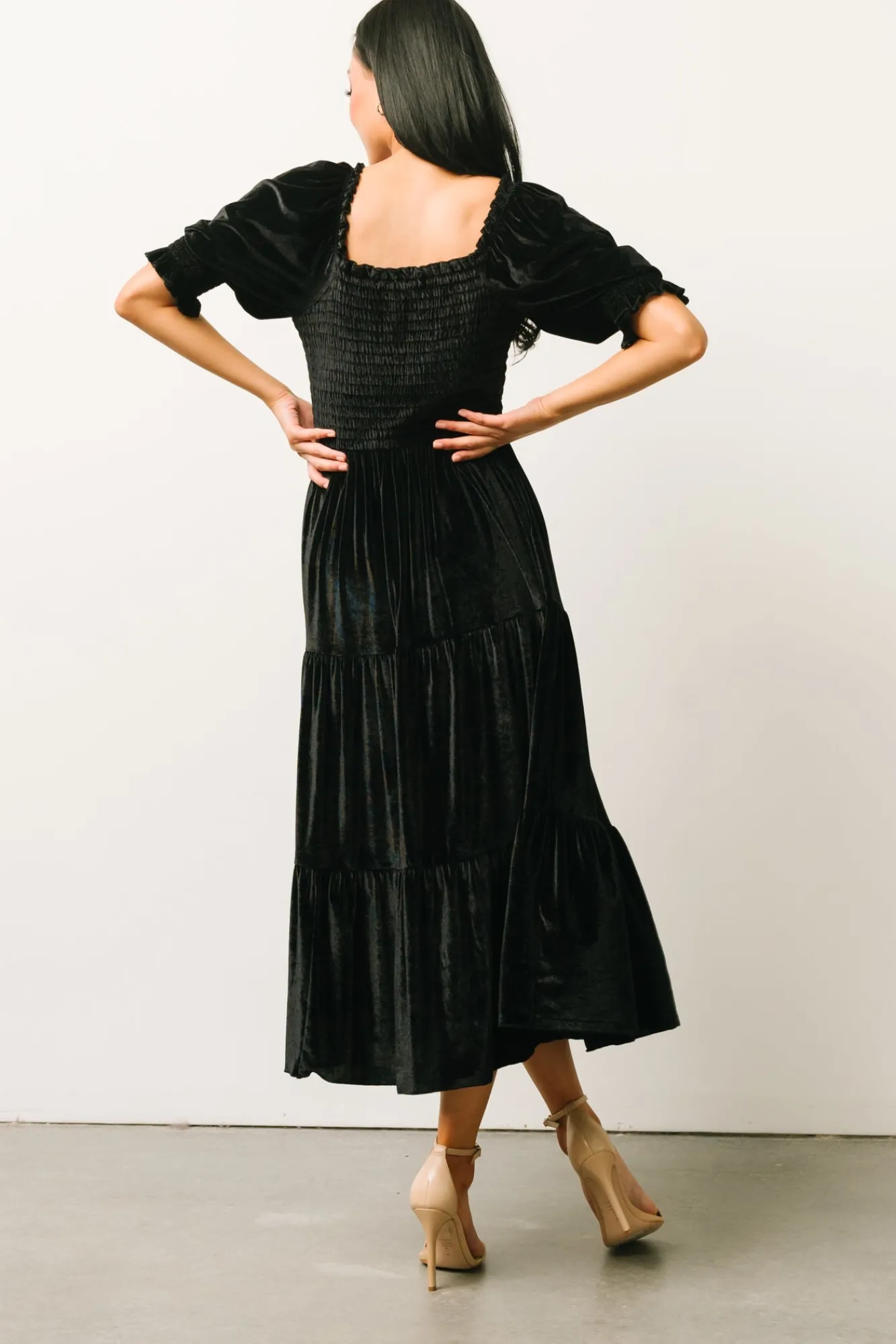 Baltic Born Vivaldi Smocked Velvet Midi Dress |